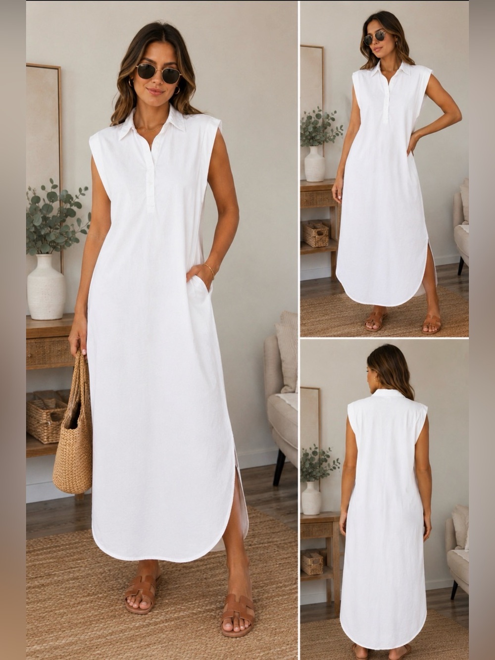 COS White Relaxed Collared Shirt Dress